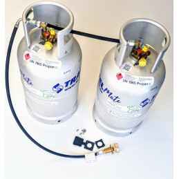 2 GASFLESSEN 33L ALU OPLAADBARE CAMPINGWAGEN + EXT VULKIT