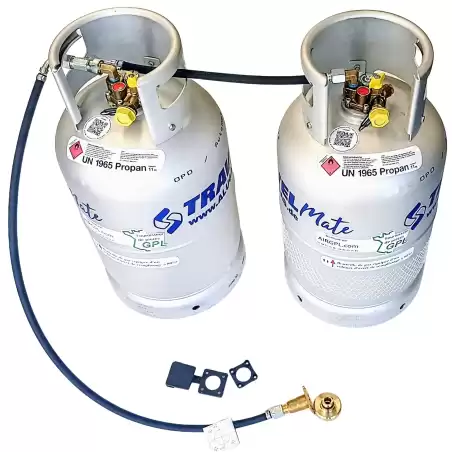 2 BOTELLAS DE GAS DE ALUMINIO DE 27L RECARGABLES PARA AUTOCARAVANA + KIT DE LLENADO EXTERIOR
