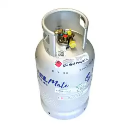 BOTELLA DE GAS DE ALUMINIO RECARGABLE DE 27L PARA AUTOCARAVANA SIN CONEXIÓN