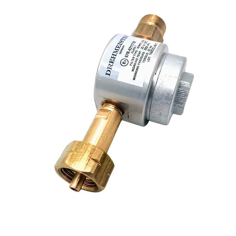 Drehmeister Gasfilter Smart Filter für Gasflaschen W21,8 x 1/14 LH - Flaschenfilter (LPG, CNG, Propan, Butan) für Caravan, Camper, Wohnwagen, Grill, Gasküche oder Gabelstapler