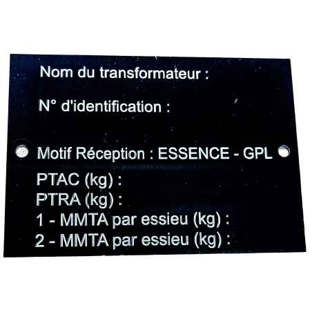 PLACA DE TRANSFORMADOR DE GLP EM BRANCO PL1-B25