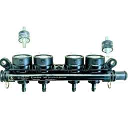 Landi Renzo EVO P4S MY18 4-Zylinder LPG-Einspritzleiste mit 2,2 mm Düsendurchmesser, schwarz